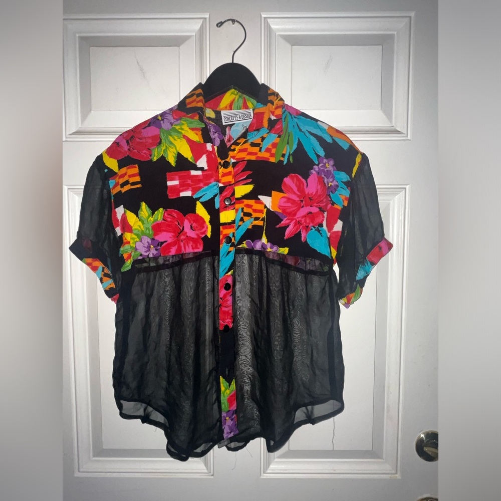 Vintage sheer foral blouse